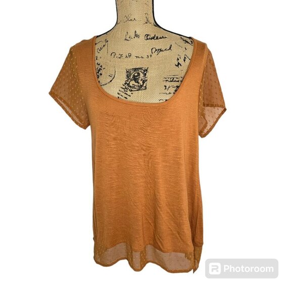 Lucky Brand Slouchy Semi Sheer T-shirt Orange - Picture 1 of 10